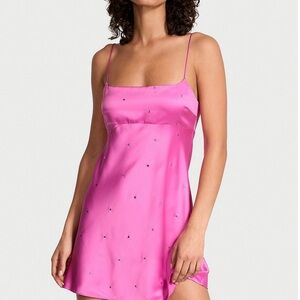 Victoria Secret Pink Satin Slip Nightgown Size XL